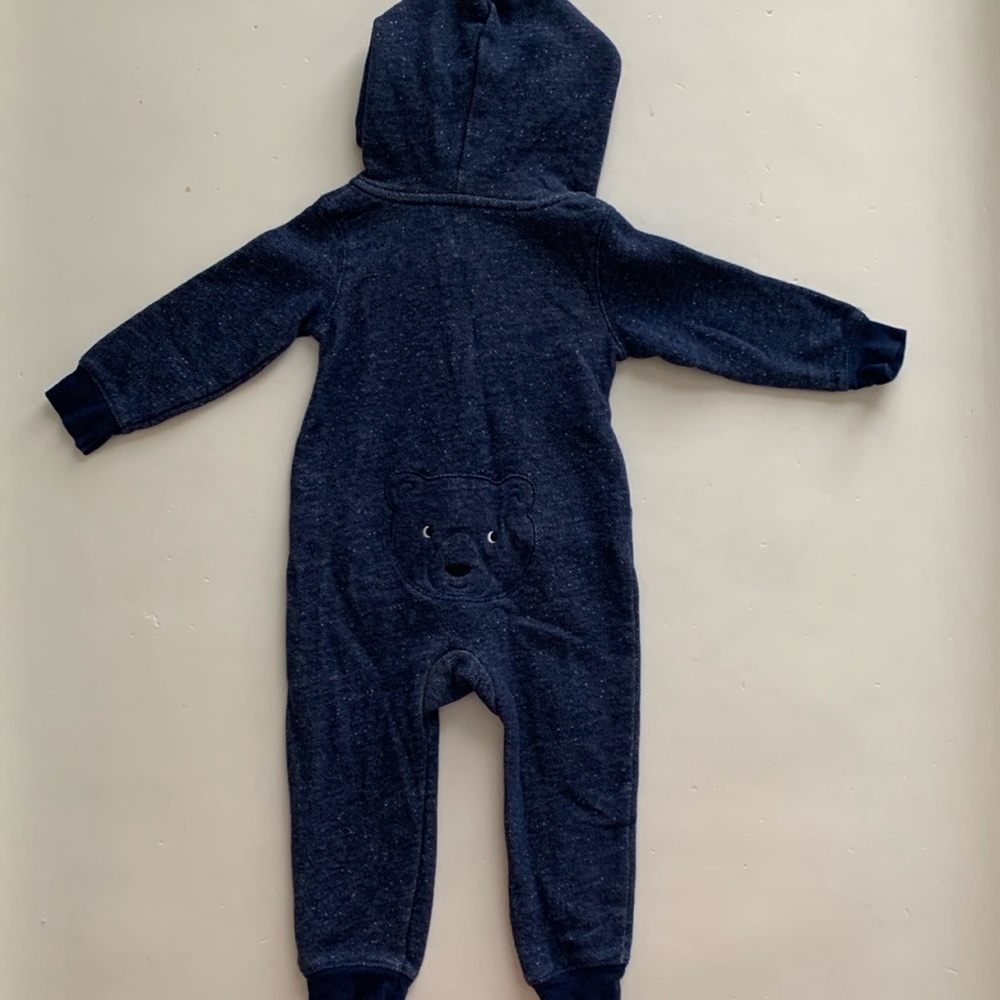 Carter’s Blue Bear Hooded Long-Sleeve Jumpsuit Boys 12 Months - Picture 3 of 5